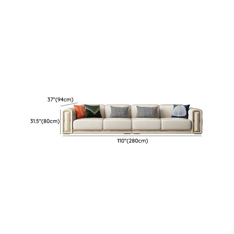 Glam Genuine Leather Sofa and Chaise in Beige with Square Arm - image 15
