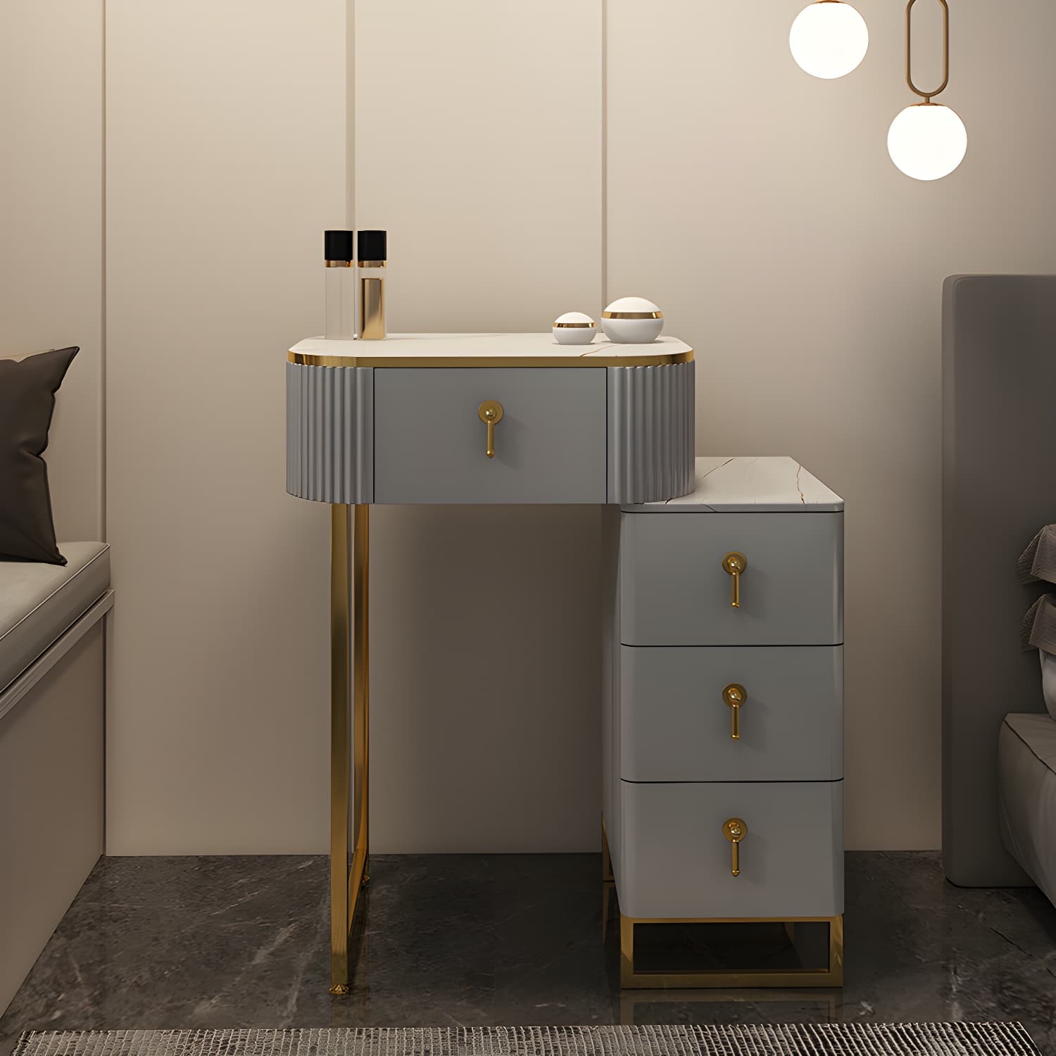 Contemporary Makeup Vanity Desk Table 29.9" H Bedroom Makeup Counter