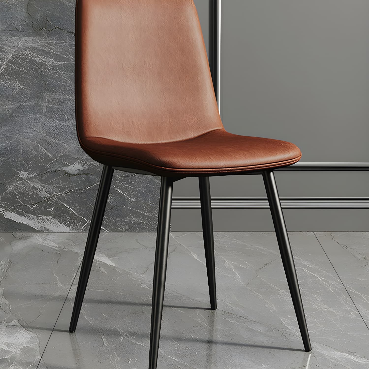 Faux Leather Dining Side Chair with Metal Frame and Low Back - image 14