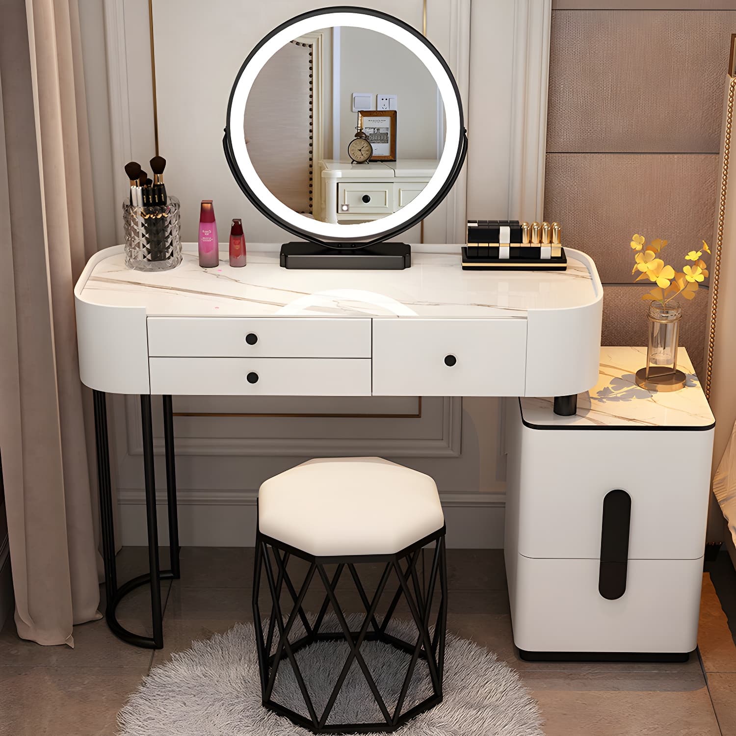 Contemporary Make-up Vanity with 4/5 Drawers,15.75 inch Wide - image 11
