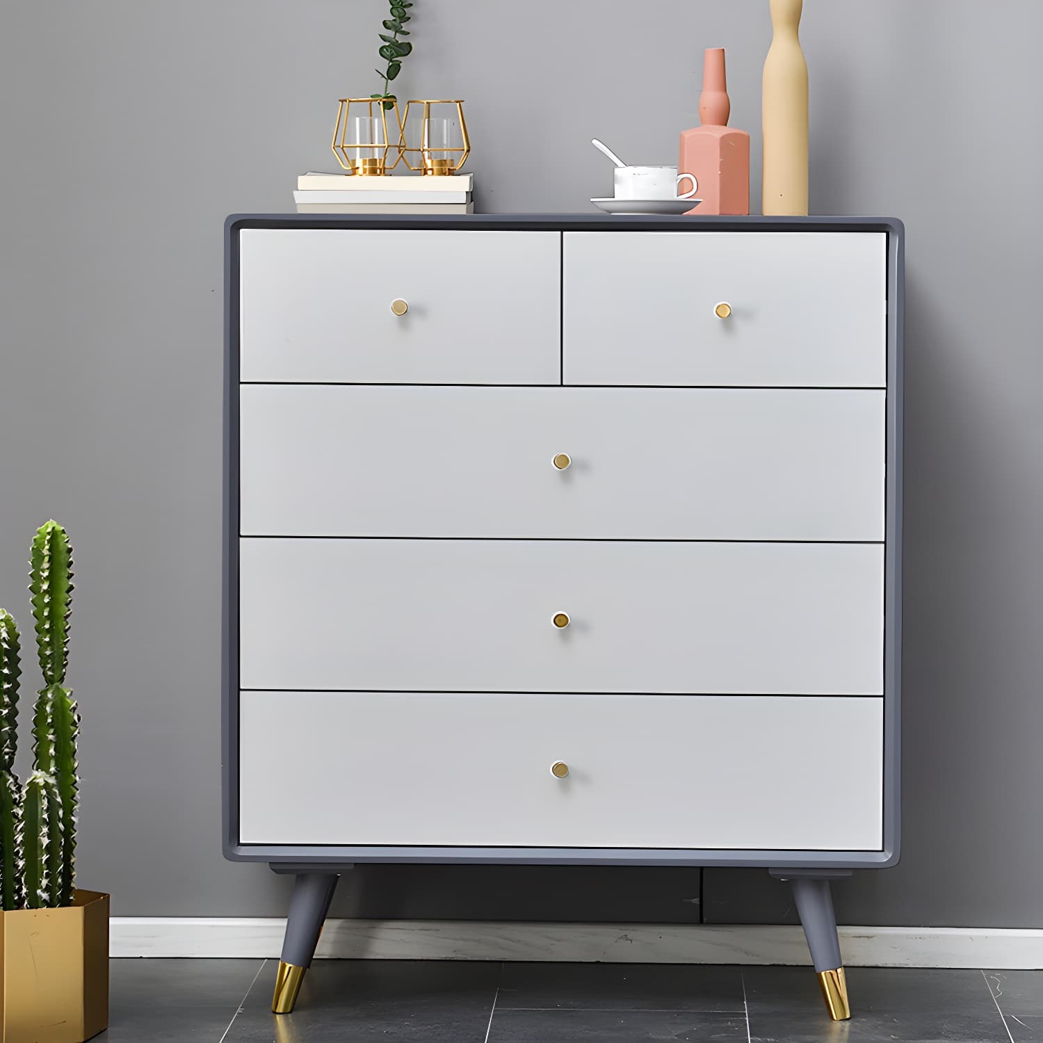 Solid Wood Accent Chest Mid Century Drawers Included Cabinet - image 7