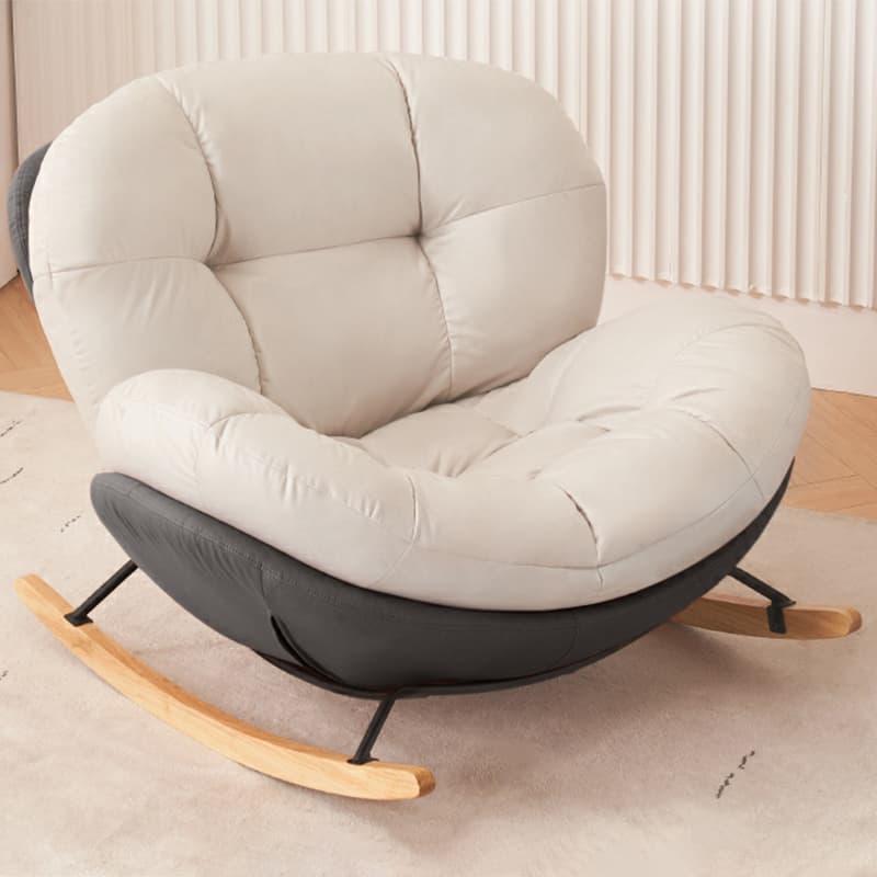 Chic Upholstered Small Rocking Chair in Natural Wood with Tufted Back and Stylish Modern Design - image 15