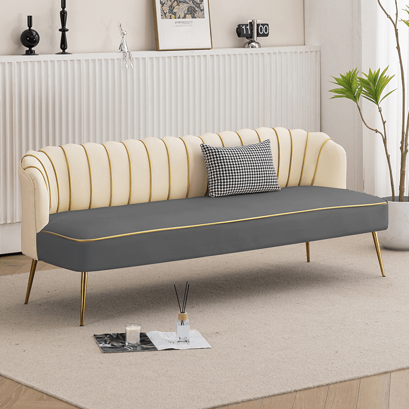 Modish Solid Color Stain Resistant Standard Sofa/Loveseat in Grey/Beige/Amber Color for 2/4-seater/3-seater with 1 Pillow - image 8