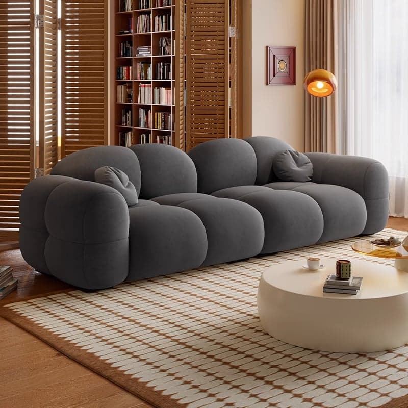 Trendy Solid Color Stain Resistant Loveseat in Light Gray/Olive Green/Beige for 2 People with 2 Pillows - image 5