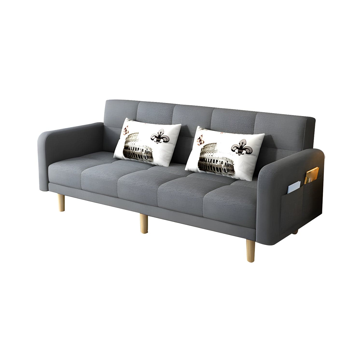 Contemporary Square Arm Sleeper Sofa Biscuit Back Convertible Sofa for Living Room - image 3