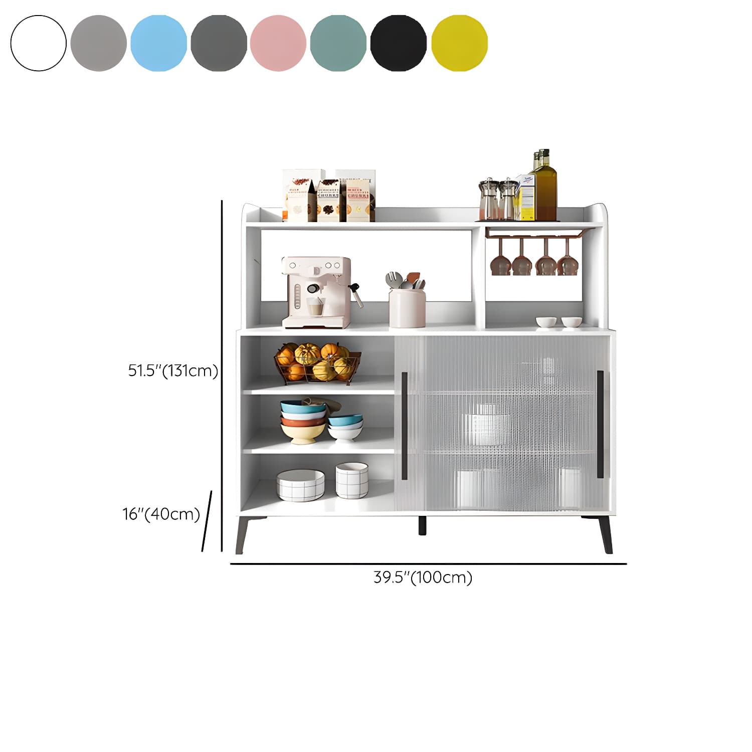 Contemporary Engineered Wood Glass Door Sideboard with Shelf for Dinging Room - image 17