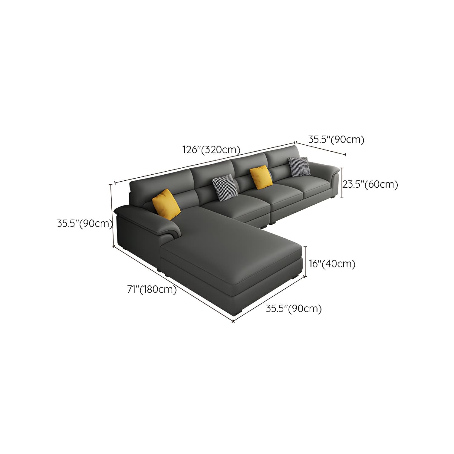 Modern Black Sectional Sofa with Pillow Top Arm and Cushion Back - image 16