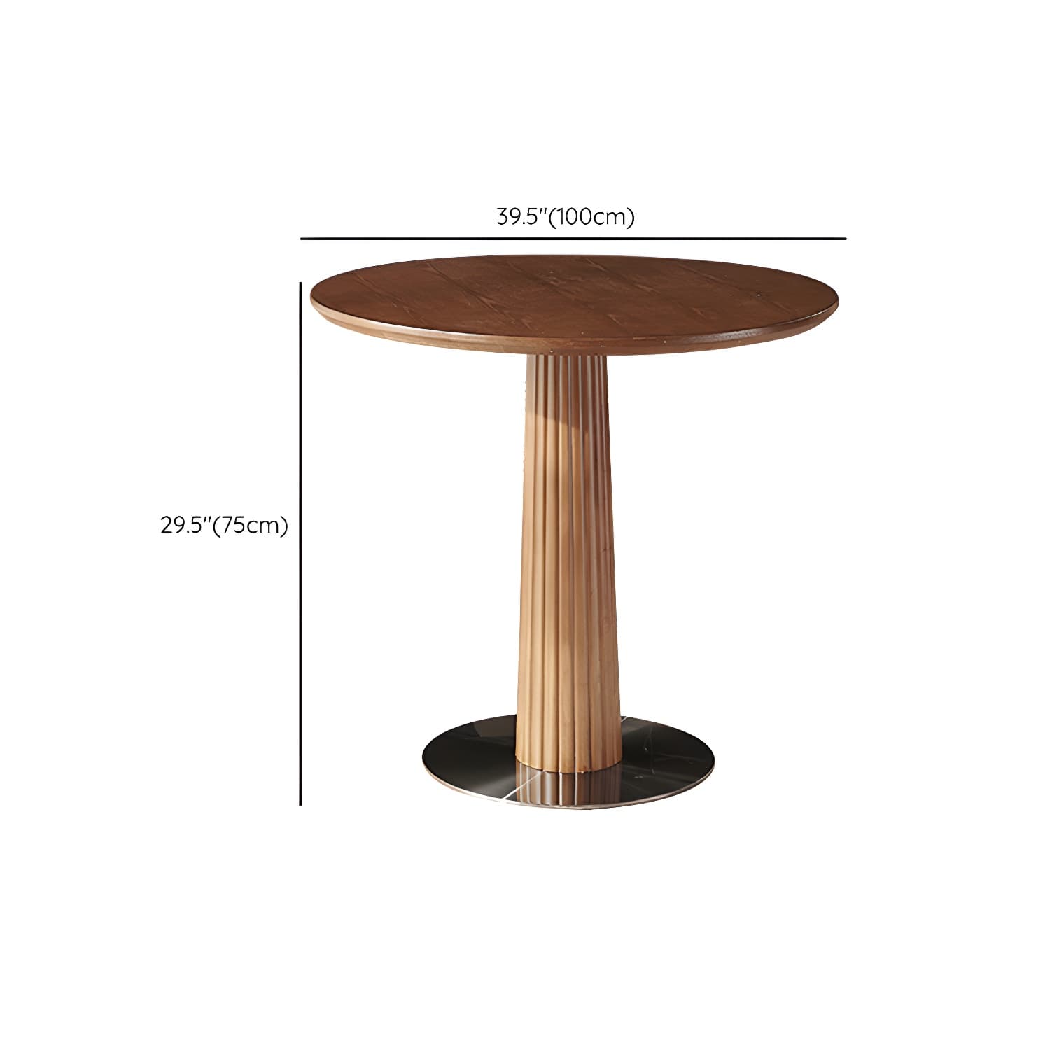 Contemporary Round Brown Ash Top Dining Table with Wood Pedestal - image 14