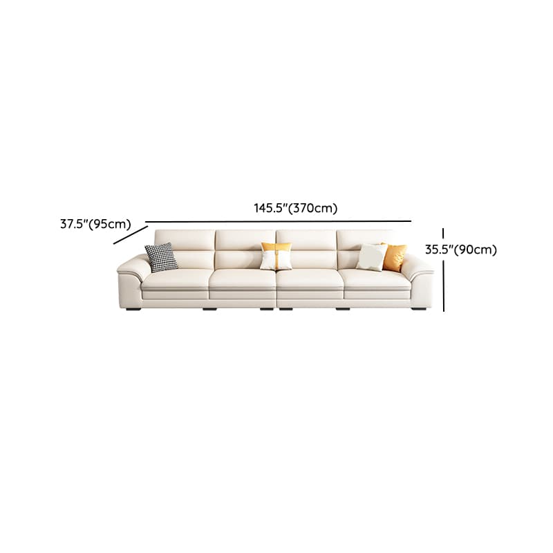 Standard Genuine Leather Sectional, Pillow Top Arm, Cushion Back, Beige, Birch Wood - image 18
