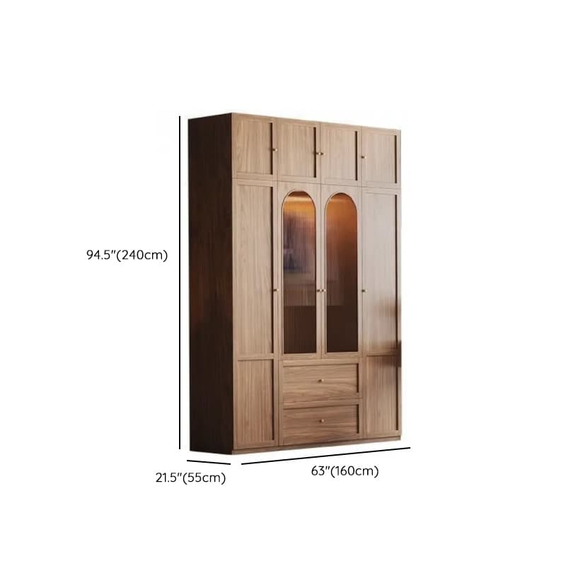 Minimalist Timber Sepia Cabinet Armoire with Interior Shelves & Clothing Rack & Soft Close Drawer & Soft Close Door - image 37