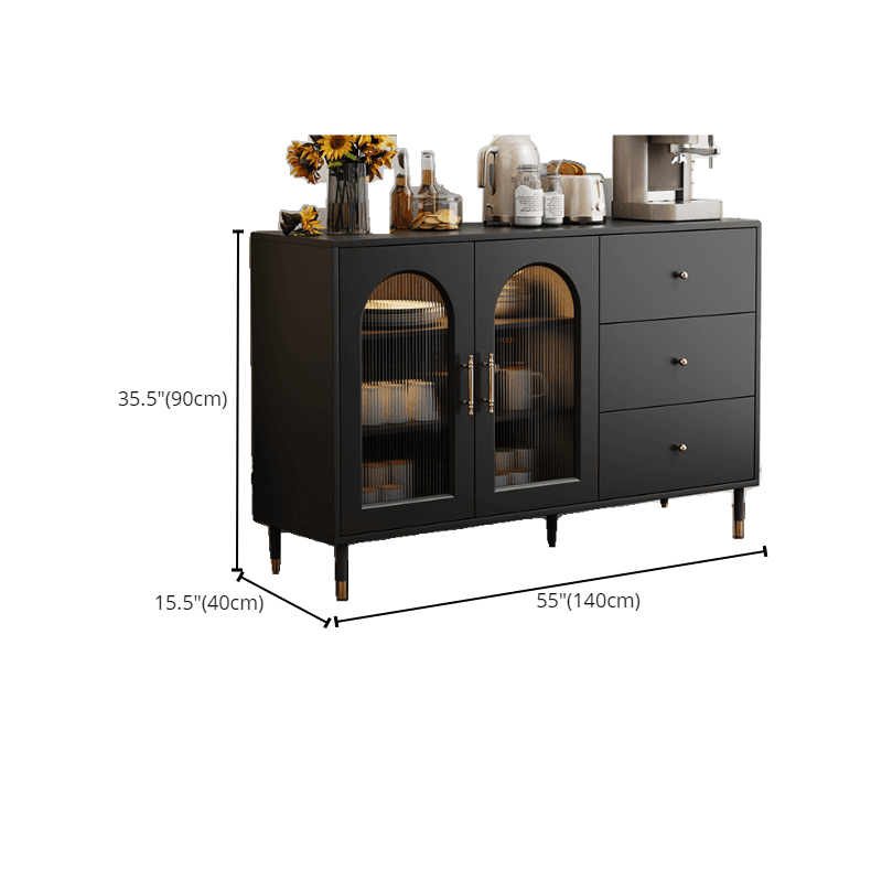 Standalone Accent Cabinet in Black with Glass Door, Alterable Shelf and Illuminating, Soft Close Drawer and 1 Cabinet/2 Cabinets in a Casual Style - image 12