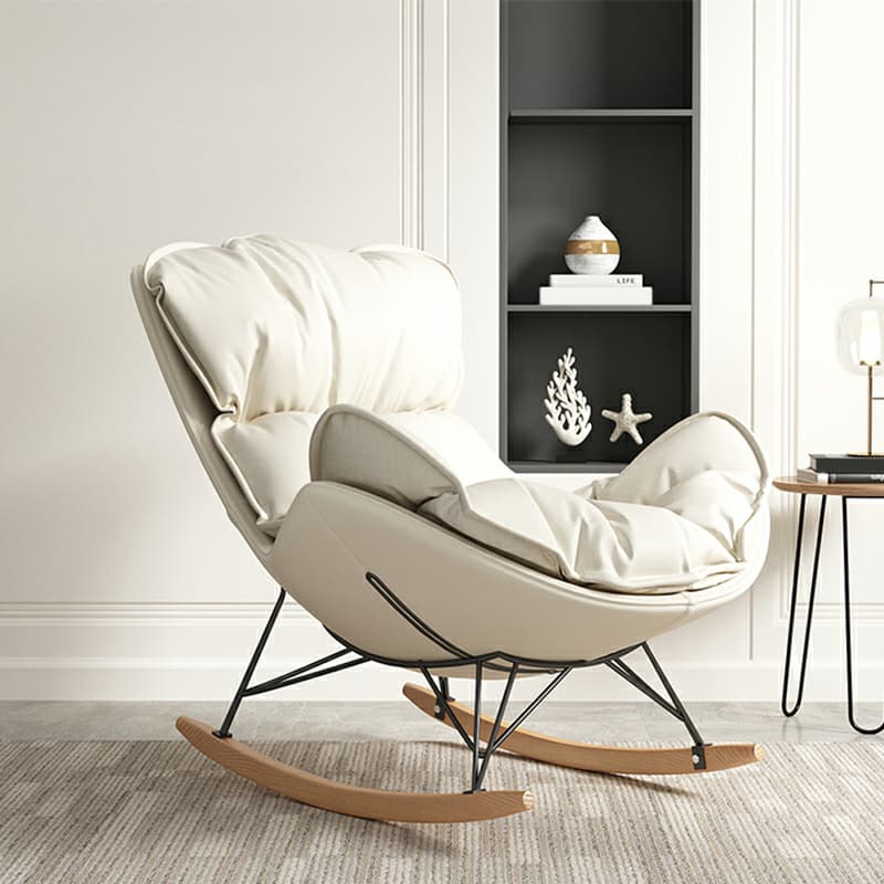 Comfortable Upholstered Rocking Chair with Natural Wood Legs - Perfect for Stylish Home Decor - image 9