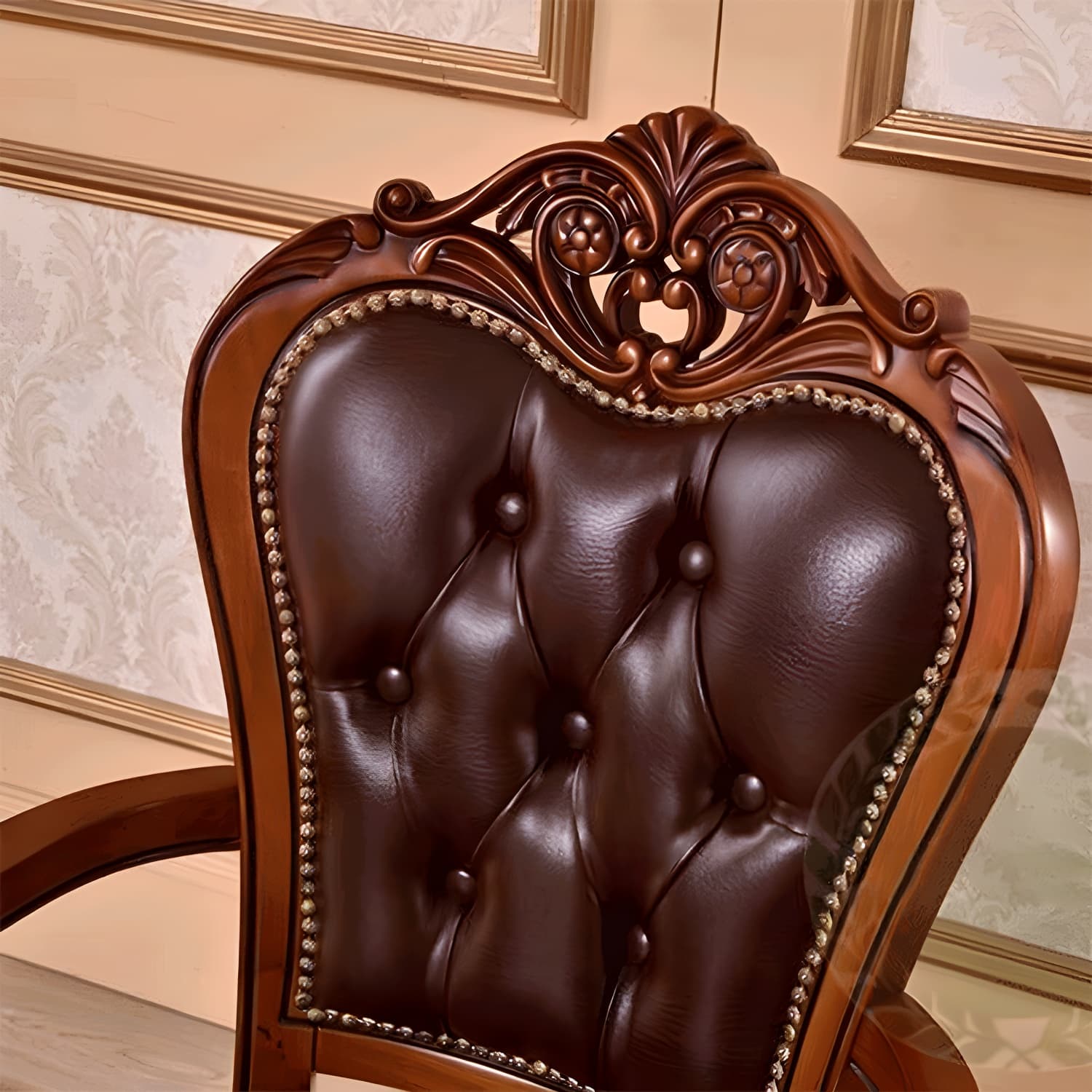 Leather High Back Dining Side Chair Kitchen Side Chair with Solid Wood Legs - image 14