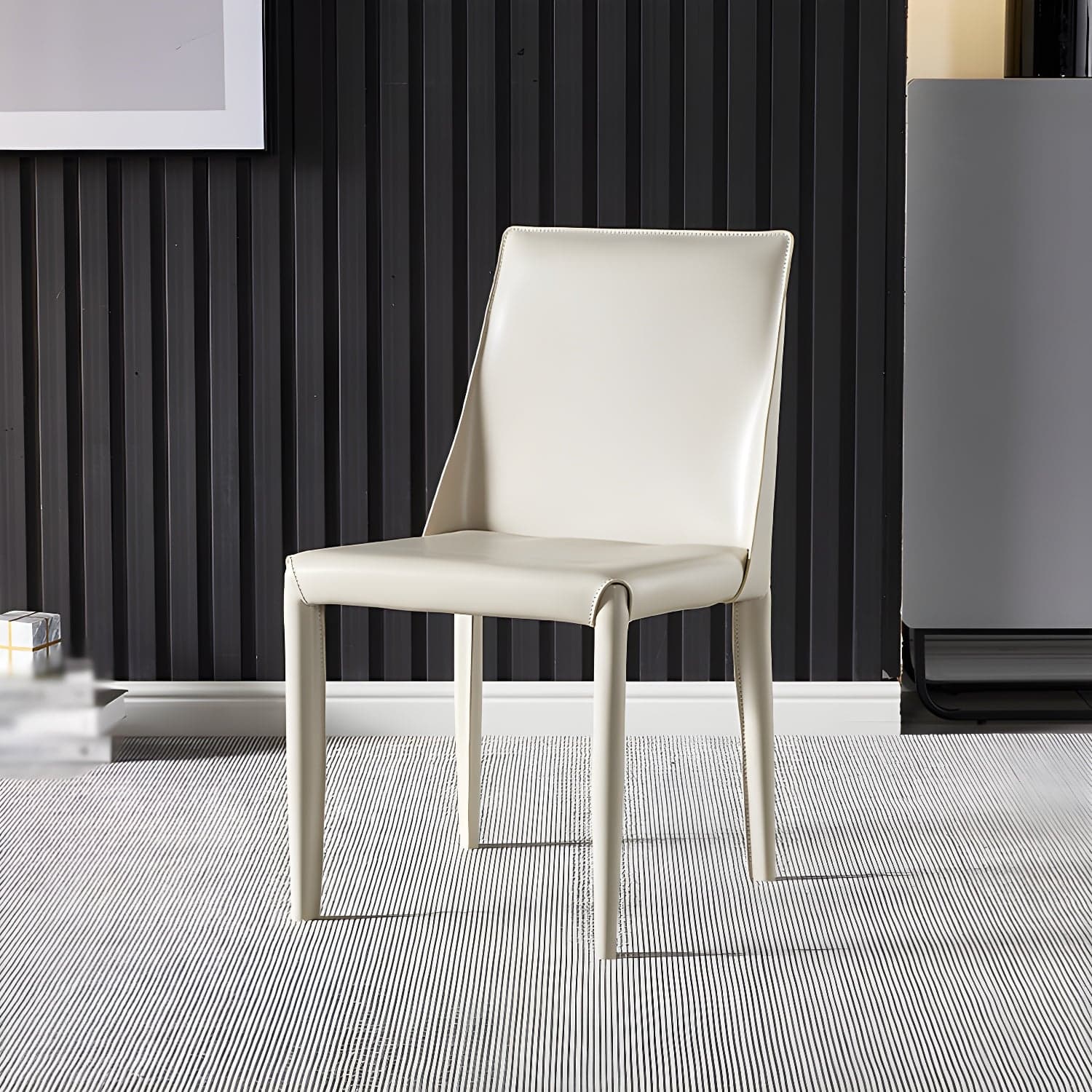 Designer Style Restaurant Saddle Leather Side Chair Matte Finish Parsons Dining Chair - image 9