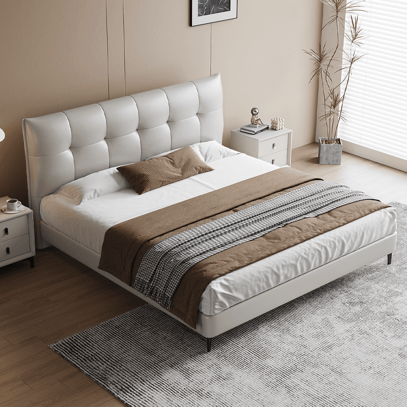 Lumber Frame Storage Panel Bed/Storage Panel Bed with Stitch-tufted Headboard for Living Room