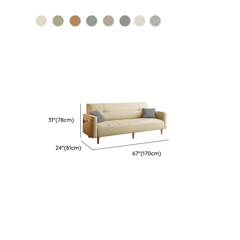 Trendy Solid Color Scratch-immune Convertible Sofa in Grey/Beige/Ecru with Arm, 4-seater/2 People/Seats 3, and 2 Pillows - image 20
