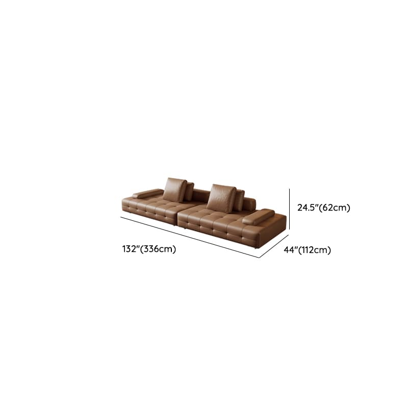 Tear Resistant Standard Sofa in Coffee Leather with 4 Pillows - image 8