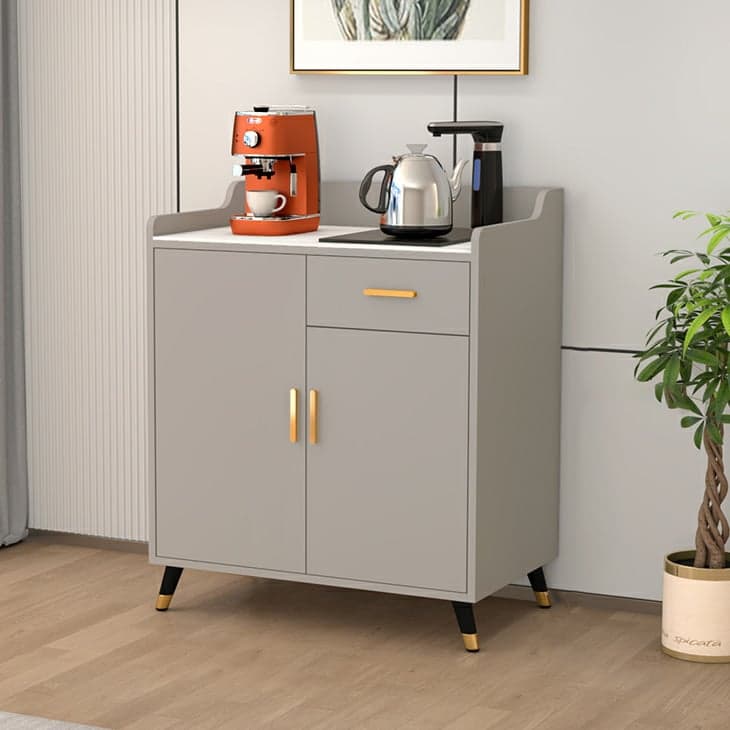 Contemporary Wood Sideboard Credenza with Stone Countertop and Drawers Included - image 4