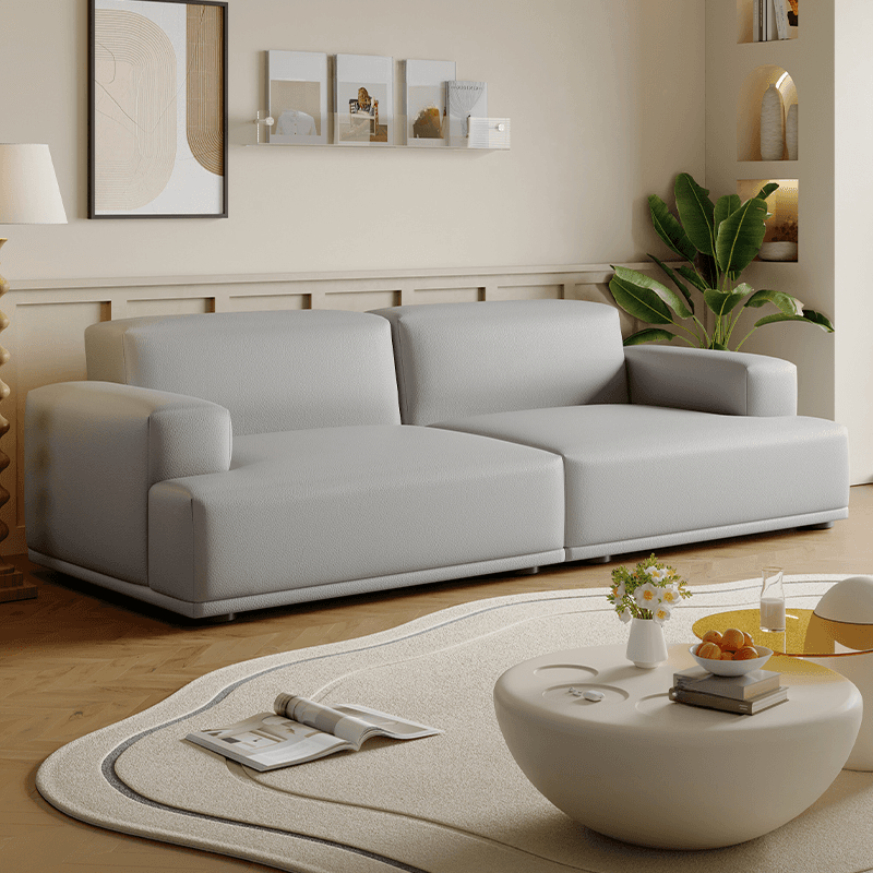 Modish Solid Color Stain Resistant Standard Sofa in Light Gray/Rose/Amber Color, 3-seater/4-seater/5 Person with 2 Pillows - image 5