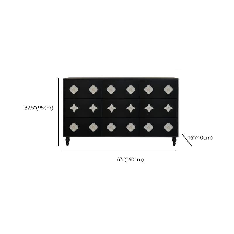 Simple Midnight Black Horizontal/Vertical Lumber Double Dresser/Lingerie Chest with 9 Drawers/5 Drawers/6 Drawers - image 19
