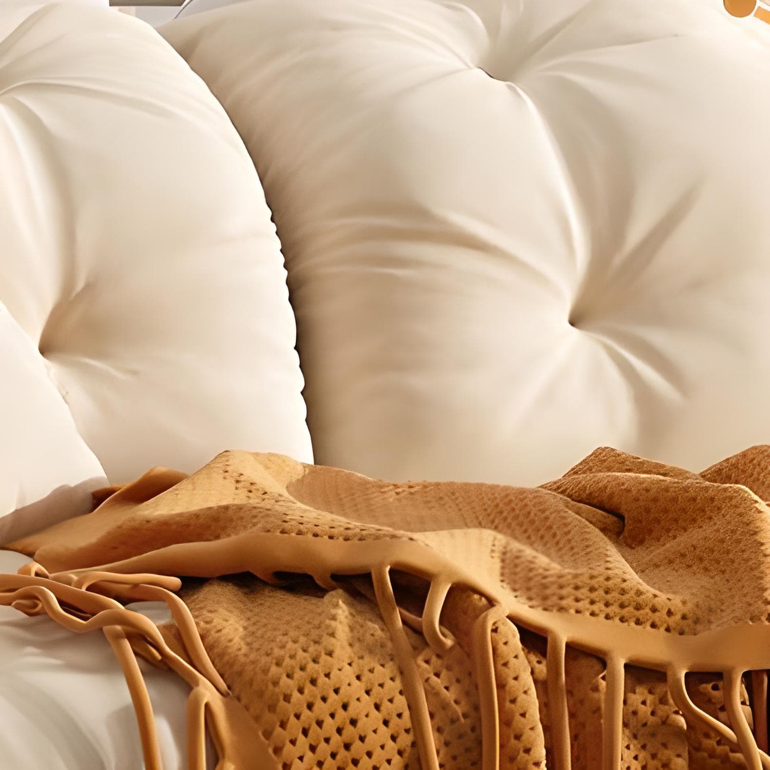 Modern Tufted Sectional Sofa in Off-White with Pillow Top Arm - image 6