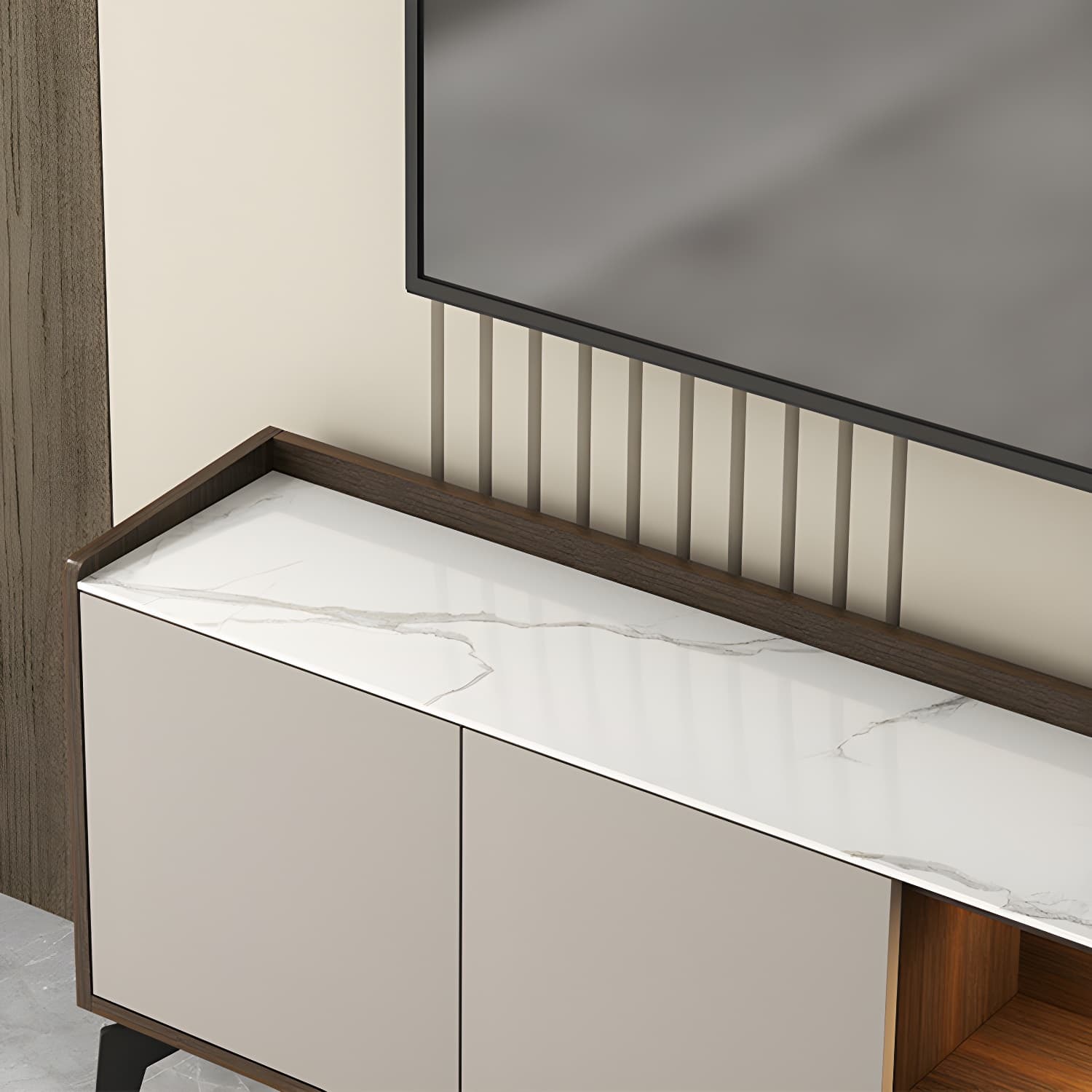 Stone Media Console TV Stand Modern TV Stand Console with Drawer - image 6