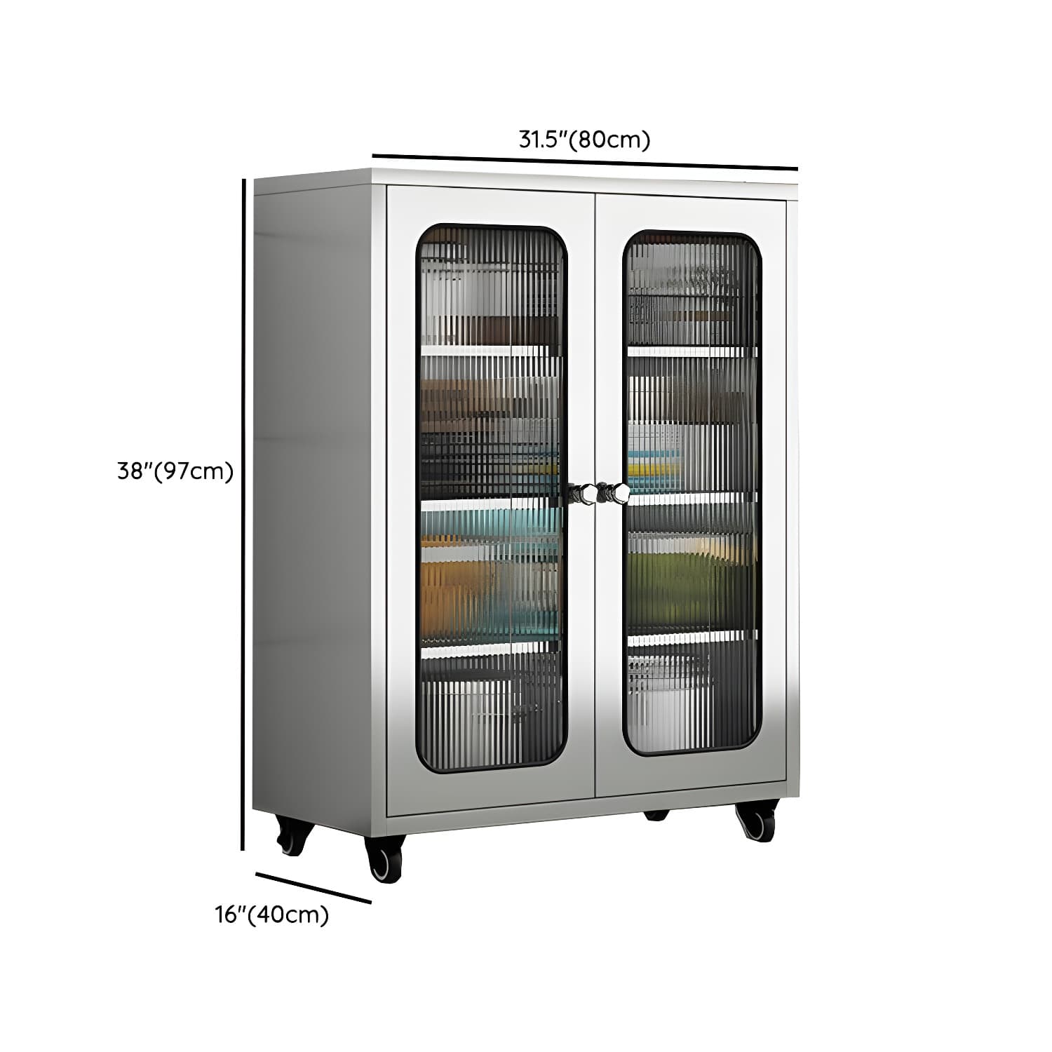 Chrome Stainless Steel Sideboard Cabinet with Cabinets, Adjustable Shelves, and Glass Doors - image 25