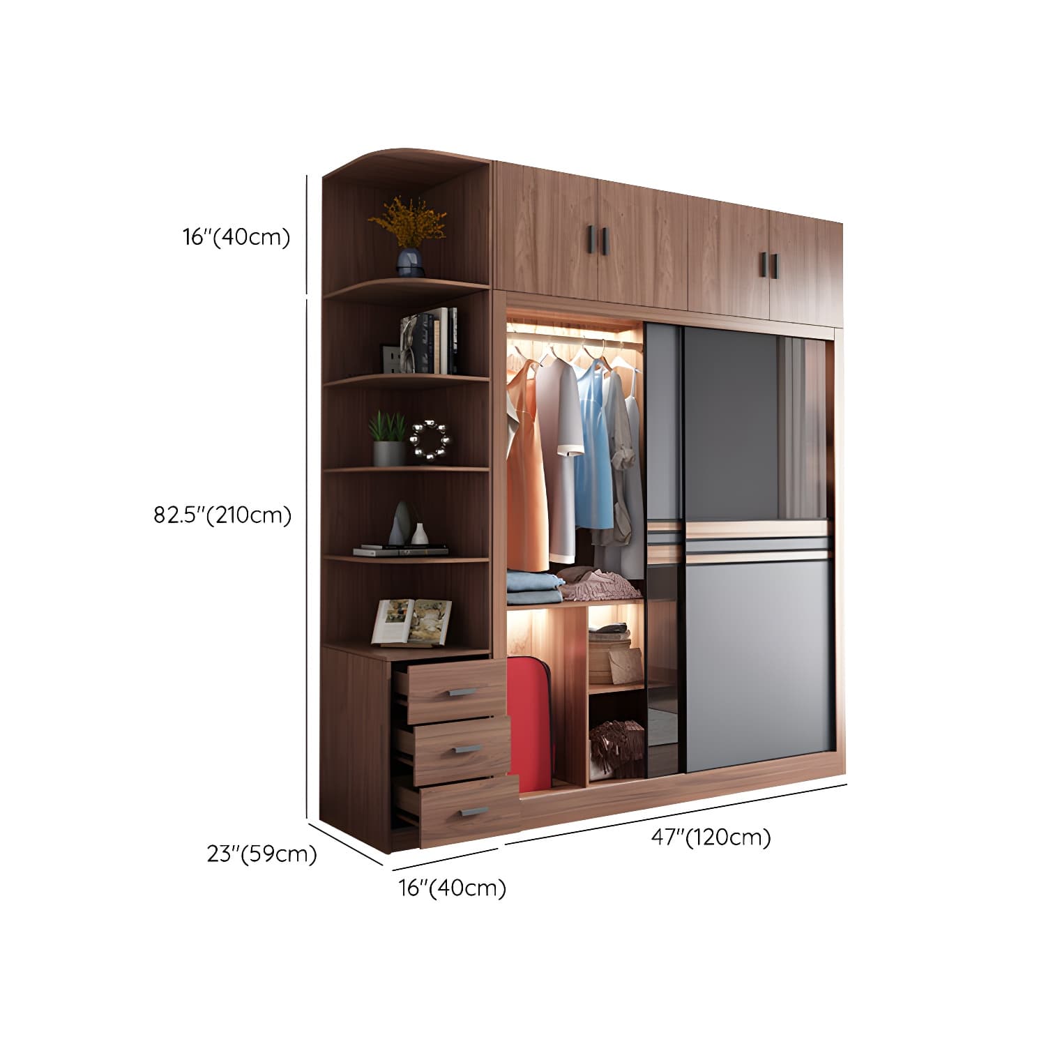 Brown Engineered Wood Wardrobe Armoire Modern Wardrobe Closet - image 31