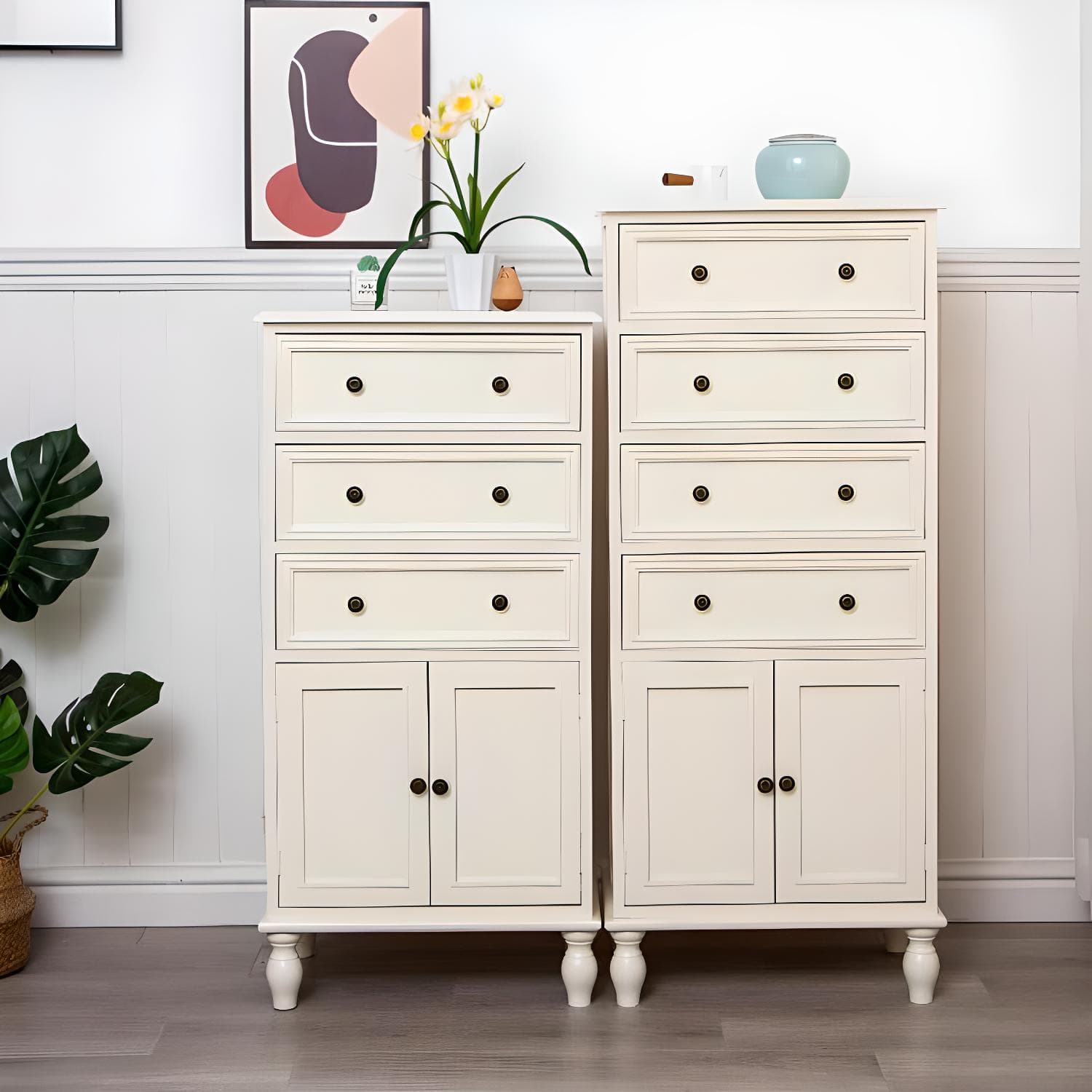 Mid-Century Modern Rectangular Wood Accent Cabinet with 1 Cabinet and Drawers - image 5