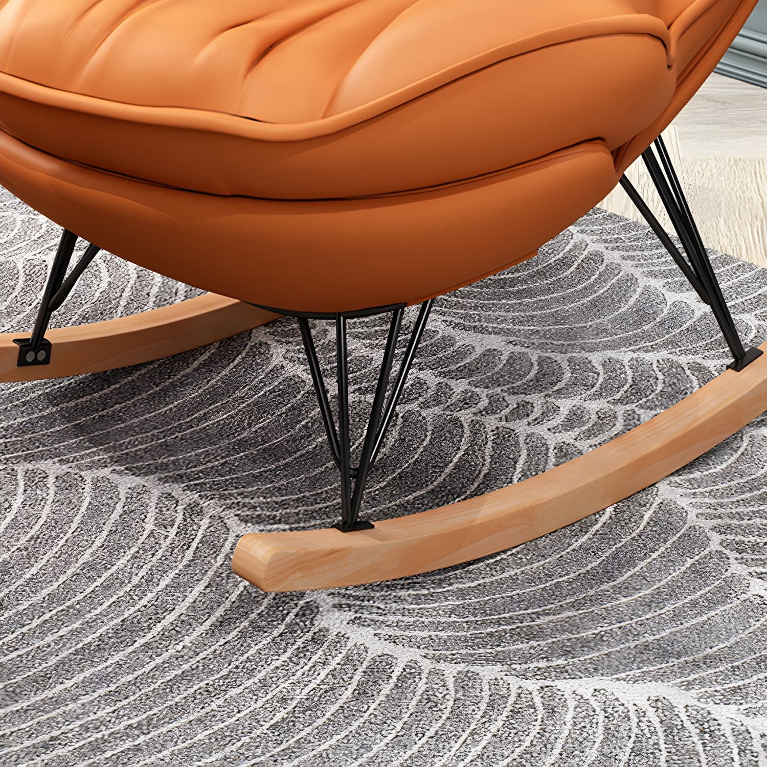 Contemporary Rocking Chair Solid Wood Rocker Chair with Seat Cushion - image 12