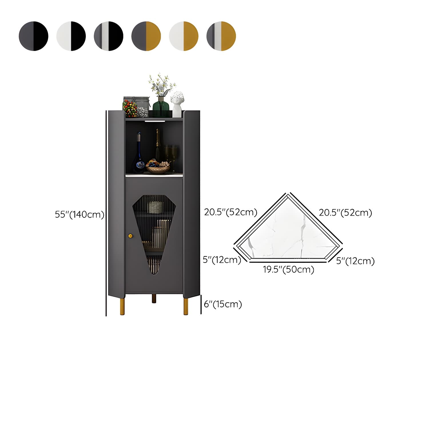 Glam Corner Accent Cabinet with Glass Doors and Wood Countertop in Small (Under 24 in.) Length - image 18