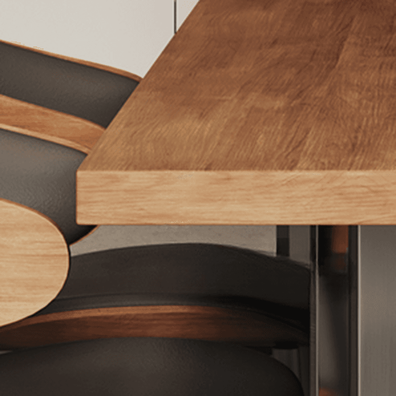 Dining Table Set with Ash Wood Top, Two-sided Pedestal Base, Padded Chair with Back for 6 People/4 People in Auburn - image 8