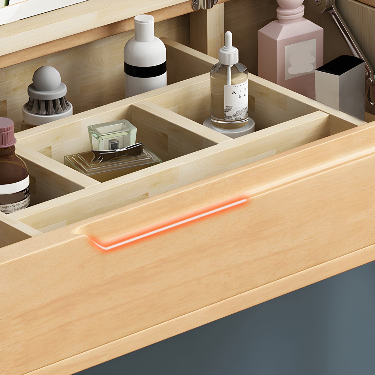 Scandinavian Solid Wood Vanity Makeup Table Set 1 Drawer Flip-Top Dressing Table - image 11
