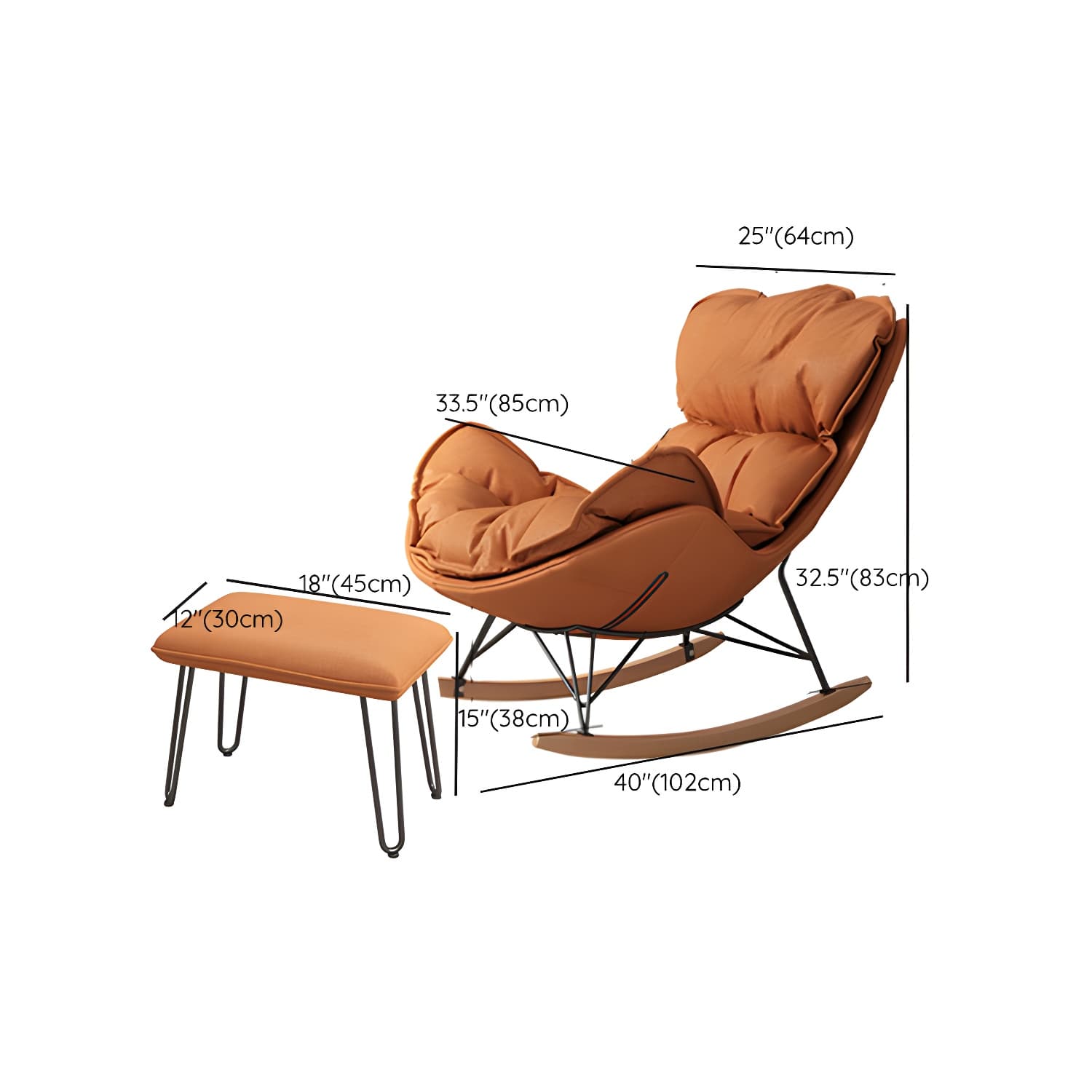 Modern Metal Indoor Rocking Chair with Upholstered Seat - Armless Design for Comfortable Seating - image 18