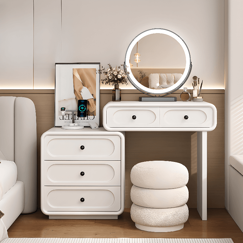 White Large/Standard Scalable Timber Vanity Set with 5 Drawers/8 Drawers, Lighting & Mirror Lights Included/Not Included
