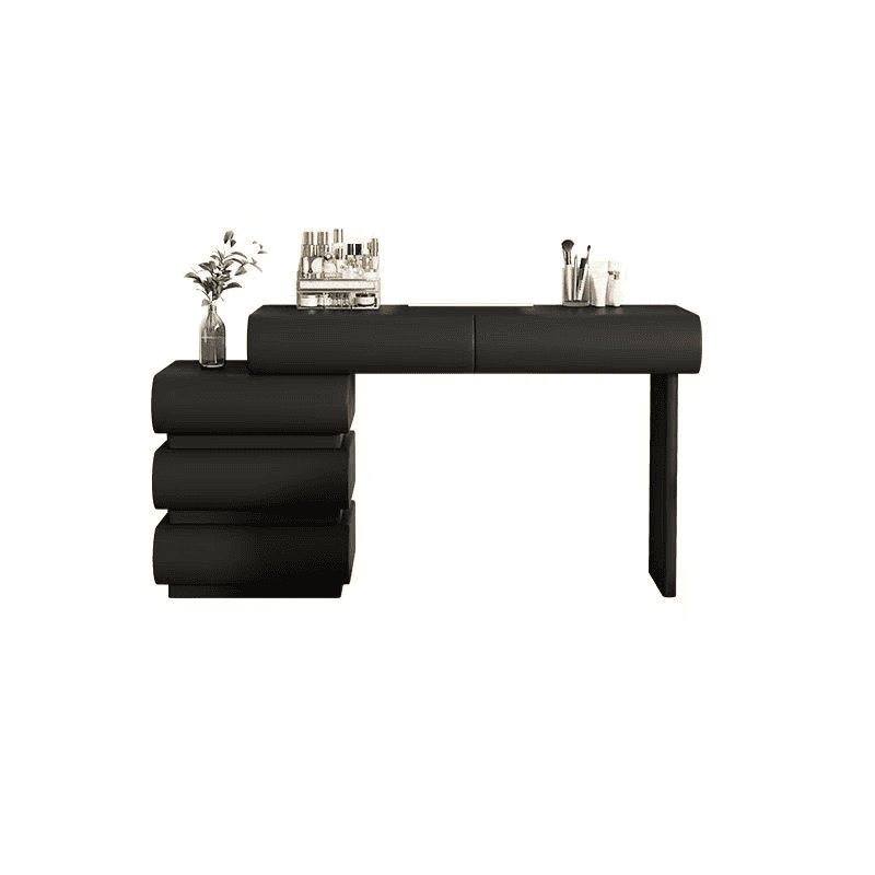 Modish Large/Standard Makeup Vanity/Vanity Set with White Seating, 5 Drawers, Timber Frame, and Mirror Lights
