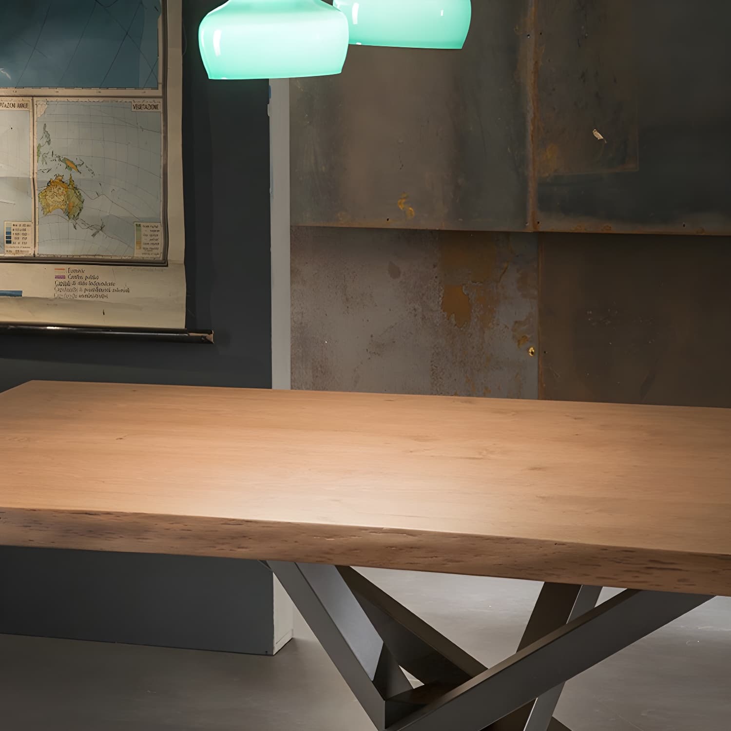 Rectangle Pedestal Luxury Dining Table Solid Wood Fixed Table for Home - image 6