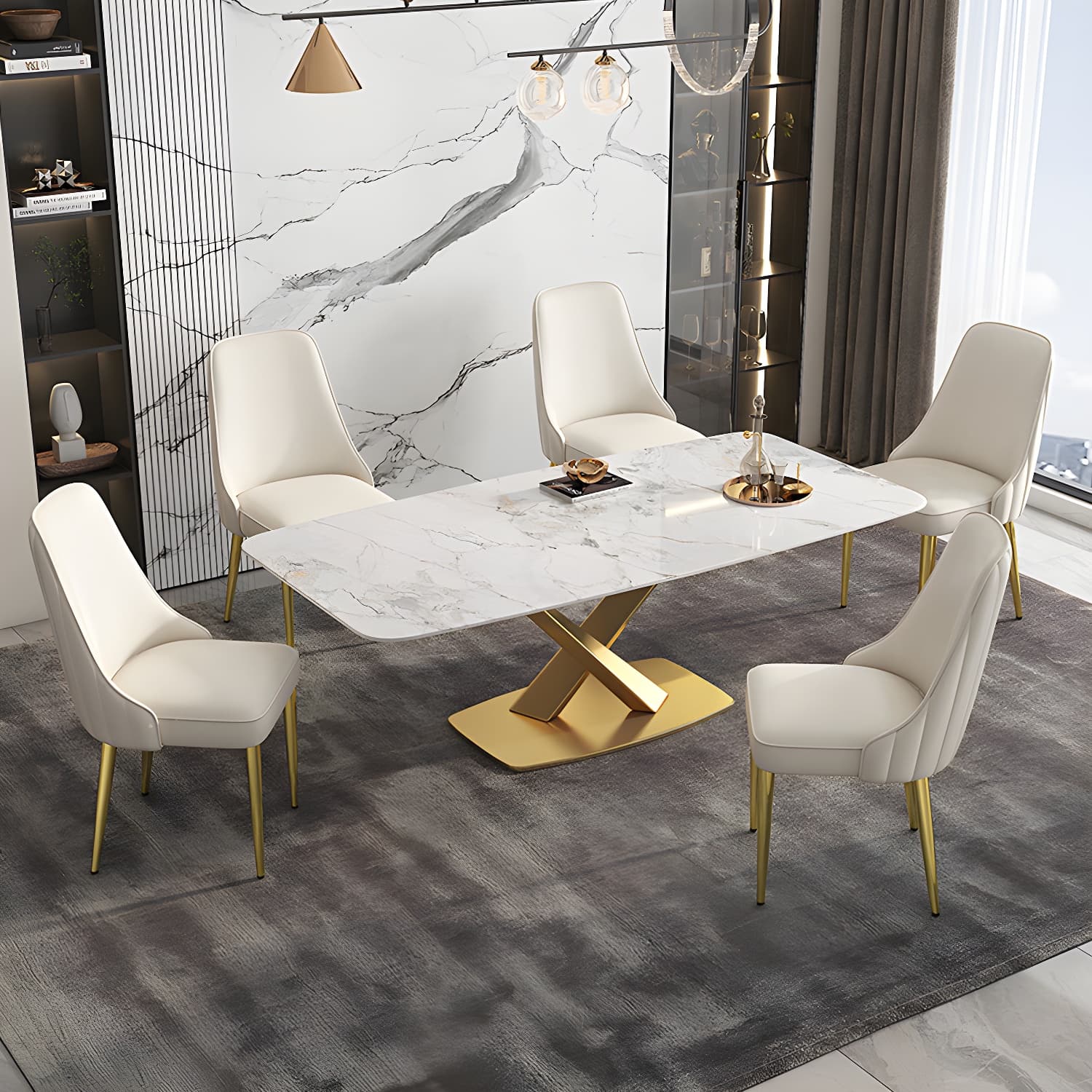 Glam Style Side Chair PU Leather Dining Chair for Living Room - image 13