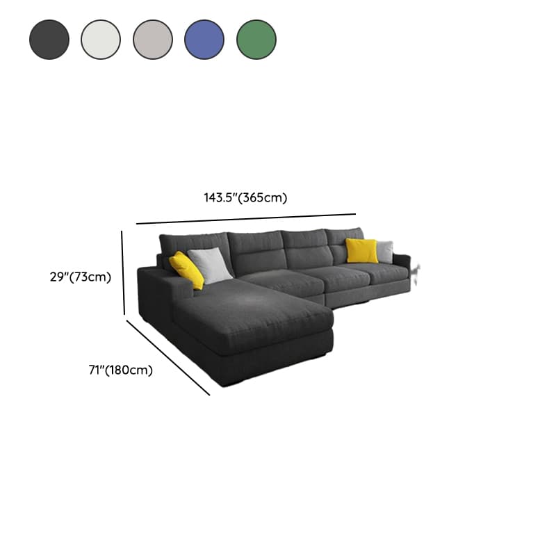 L-Shape Sofa Chaise with Pillow Back, Azure/Cream Upholstery, Square Arm, Slipcover, and 1 Chaise - image 16