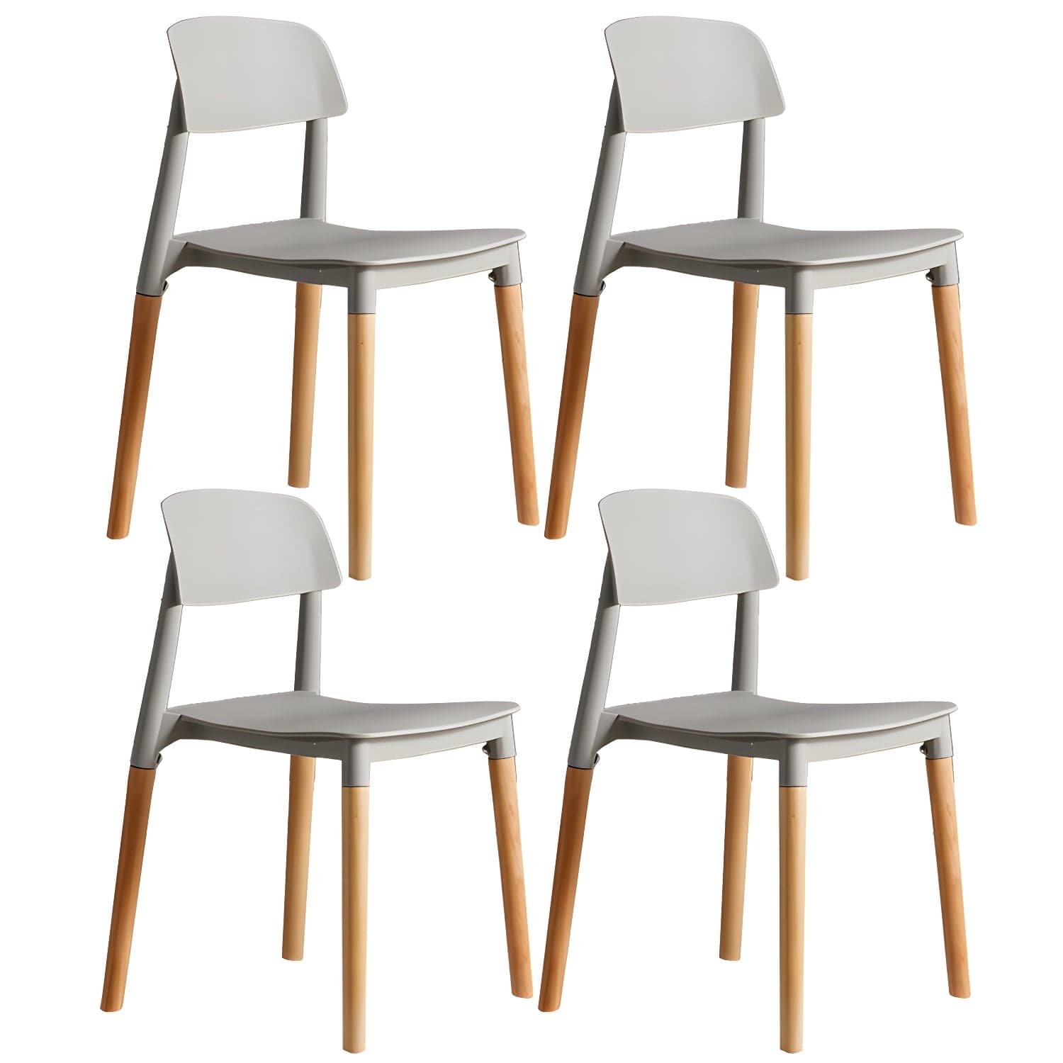 Scandinavian Home Side Chair Open Back Wood Legs Dining Room Chair Set - image 4