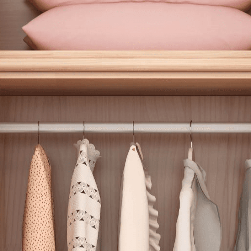 Natural Finish Minimalist Pine Wood Cabinet Armoire with 3-Drawer, Interior Shelves, and Clothing Rod - image 6
