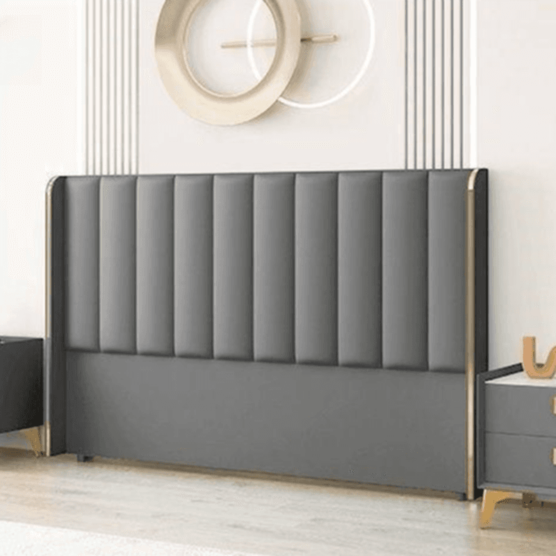 Modish Style Wingback Headboard in Timber with No Distressing, Rectangle Shape for King/Queen/Full Bed, Featuring Sponge Upholstery and Standard Height