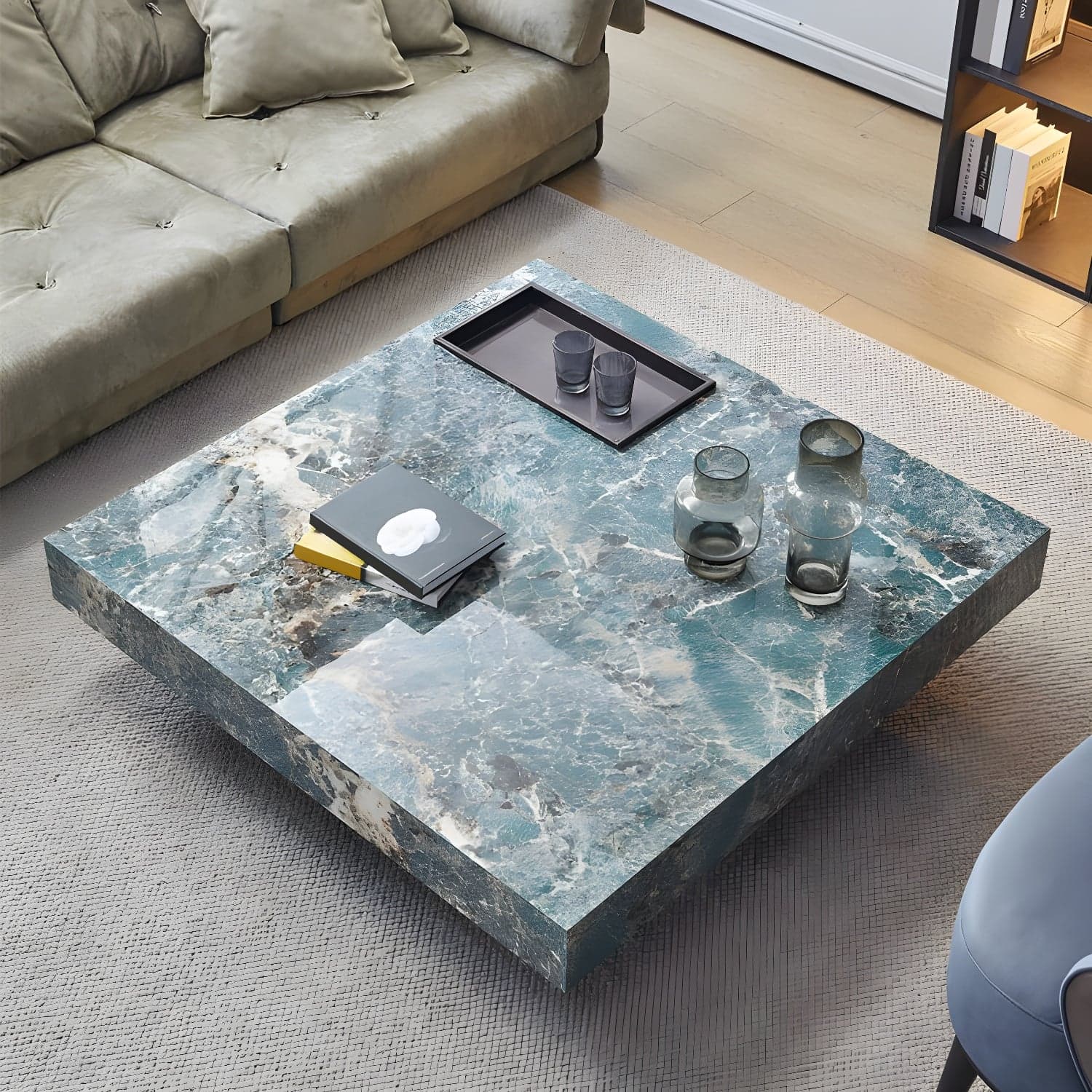 Block Coffee or End Table Contemporary Marble Square/Rectangle Prevent Scratches - image 6