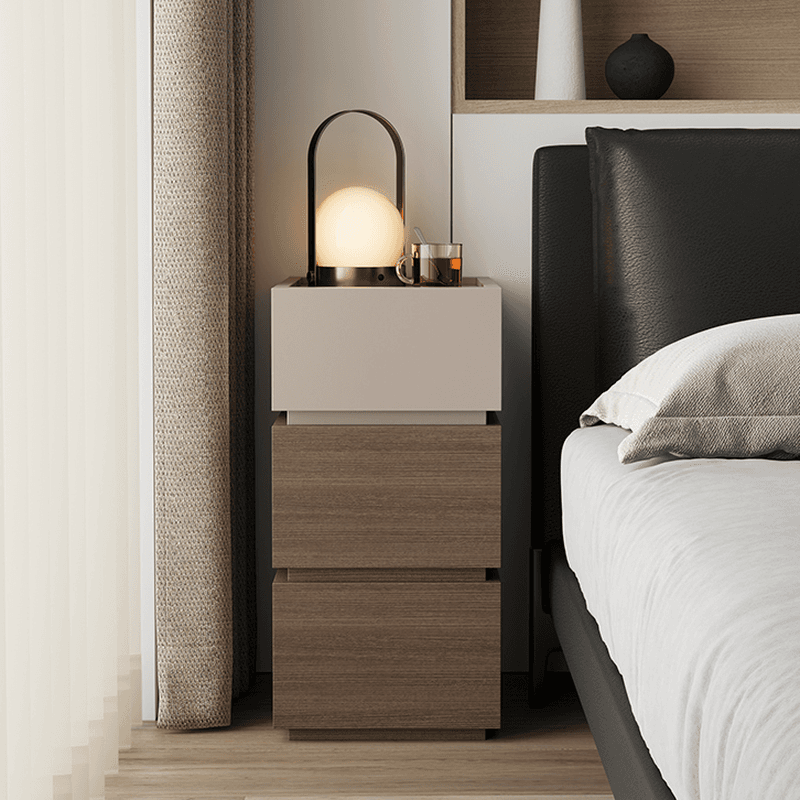 Organic Modern Nightstand With Drawer Organization Featuring 3 Drawers and Real Wood Countertop - image 8