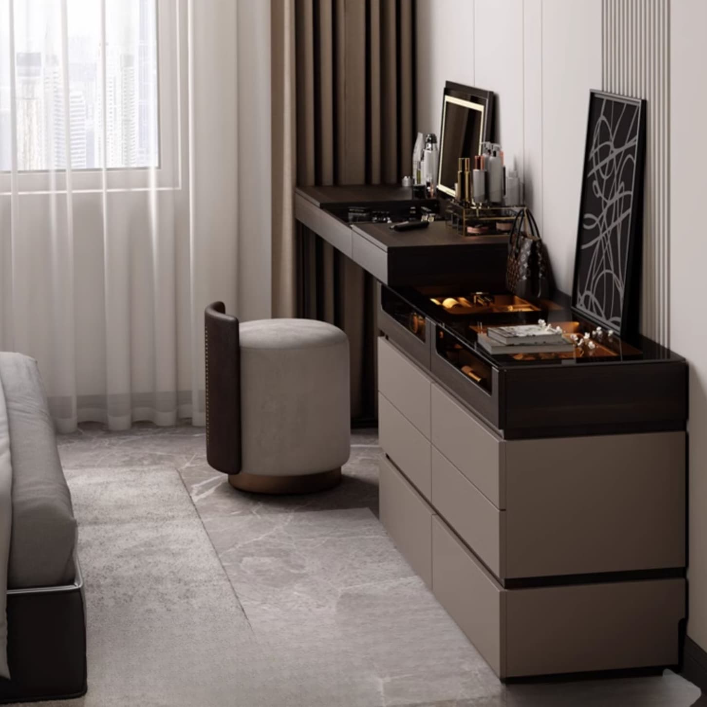 Space-saving Vanity Set with 7/11 Drawers, Lighting, Dividers, 2-in-1 Design, and Adjustable Touch Brightness - image 4