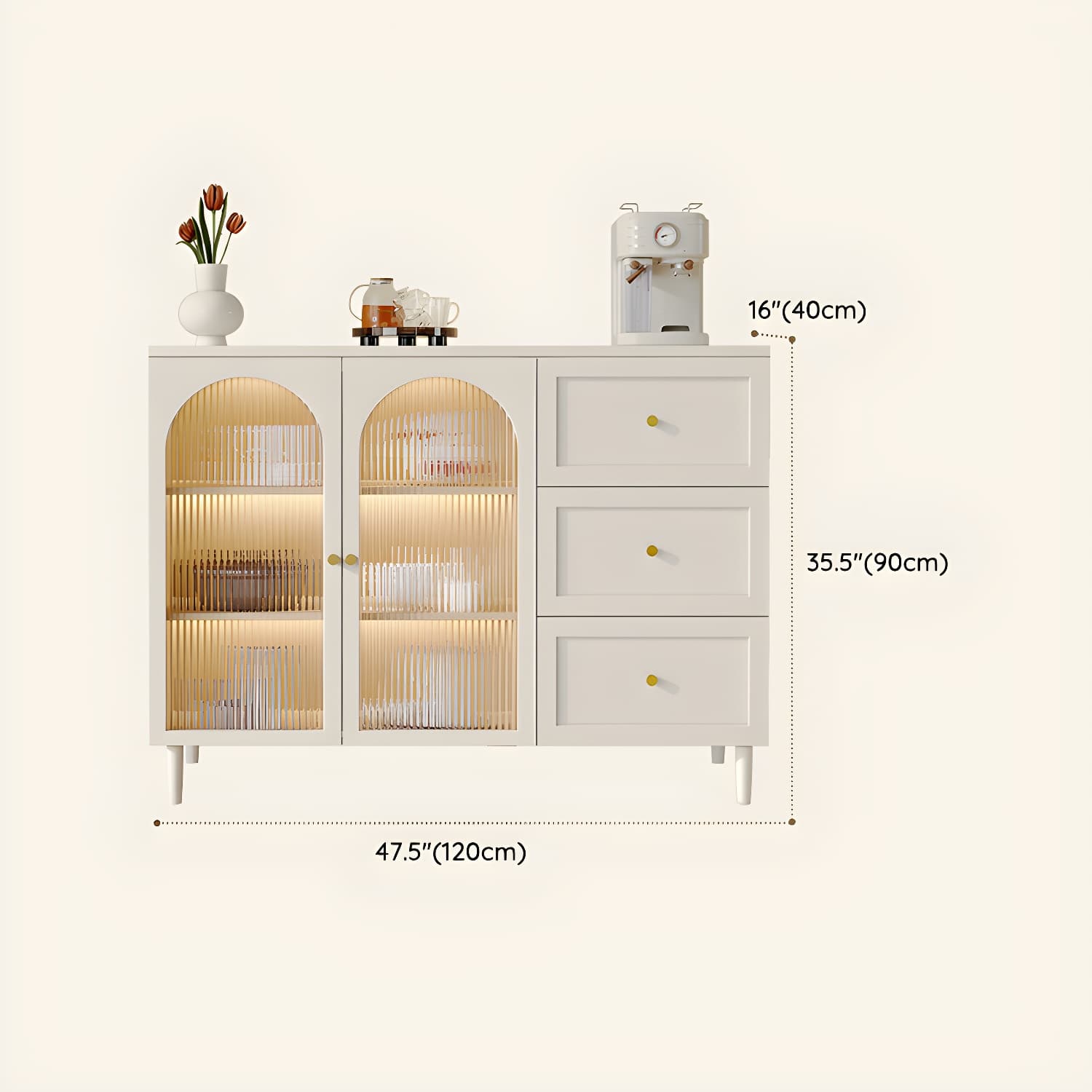 White Modern Sideboard Credenza with Cabinets and Reserve Installation Holes, Full Assembly Required - image 20