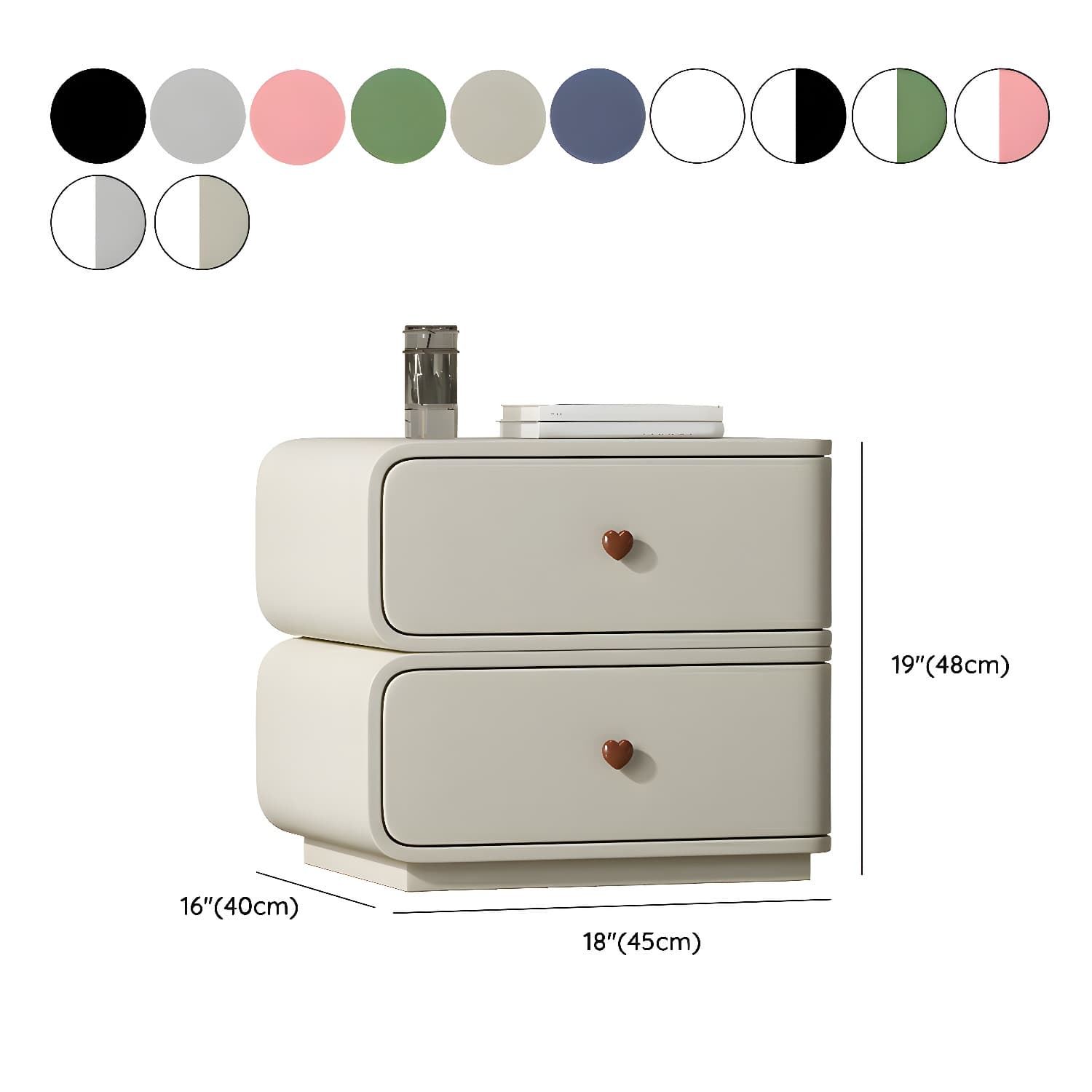 Contemporary Solid Wood Frame Nightstand with Microfiber Leather Silent Slide Two Drawers - image 22