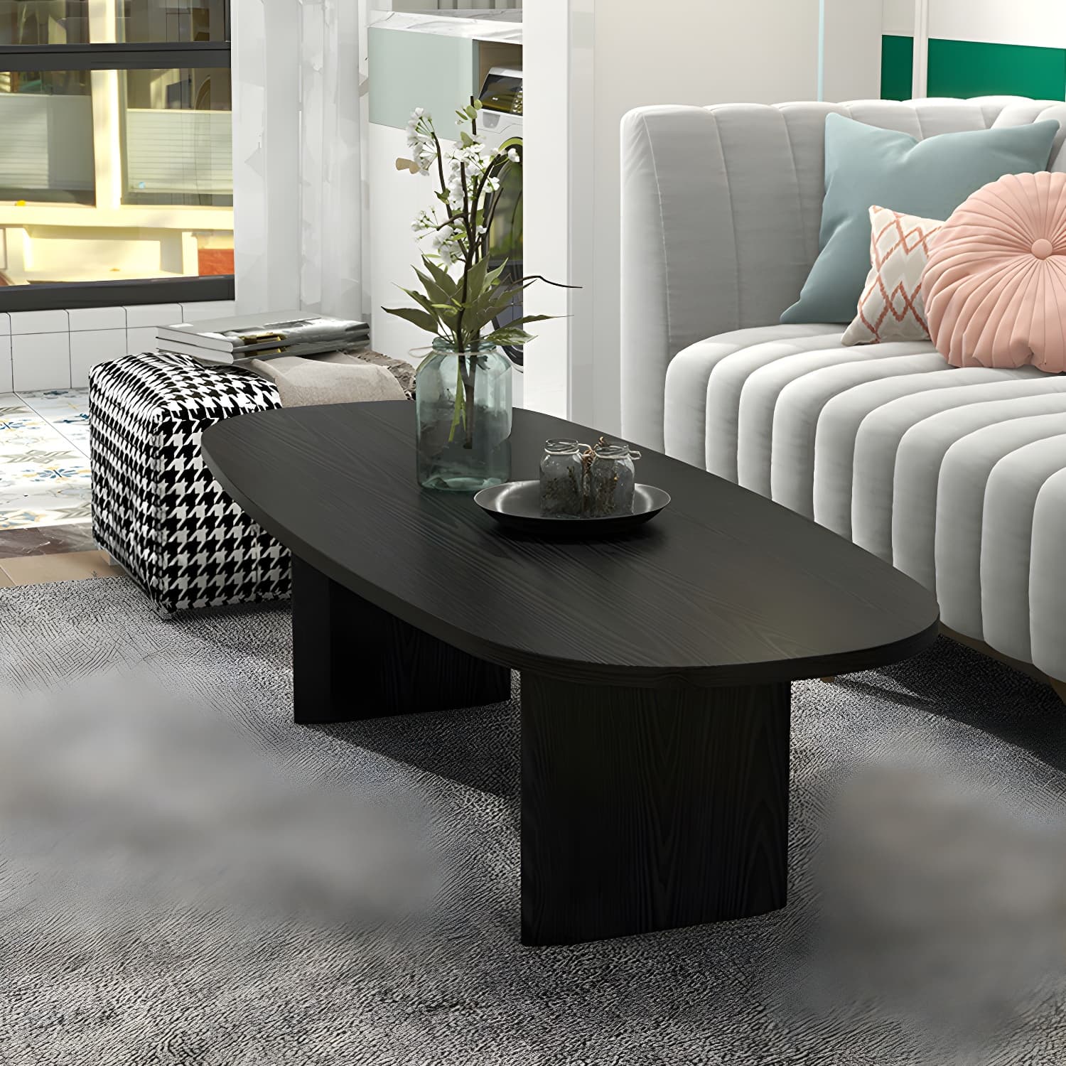Rectangular Modern Coffee Table with Wood Base - Non-Upholstered - image 8