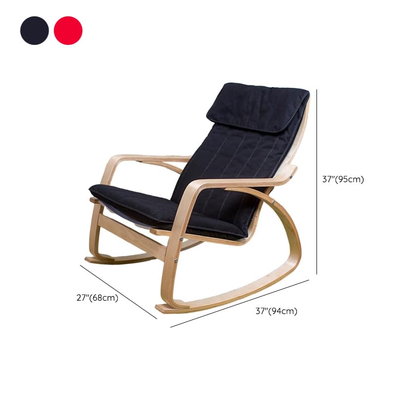 Ergonomic Natural Wood Rocking Armchair with Rear Back, Stationary - image 9