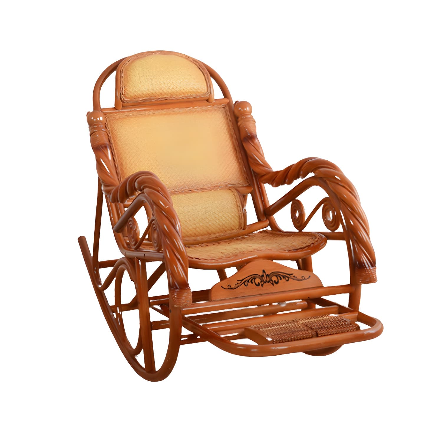 Traditional Rocking Chair Wicker Spindle Backrest Solid Color Indoor Rocking Chair - image 11
